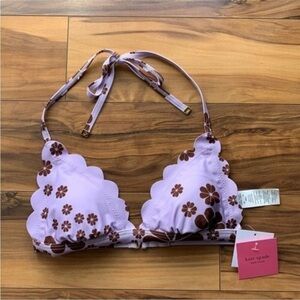 Kate Spade Purple Frozen lilac Floral Bikini Top XS